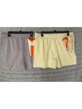 LazyPants Shorts XXL Lot of 2 Butter Yellow & Lilac Gray 5" Inseam NWT